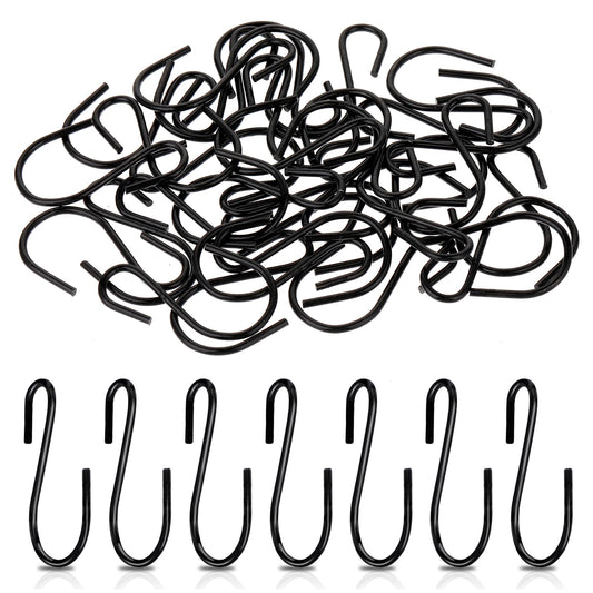 Mozeat Lens 60 Pieces Mini S Hooks 4.5 cm Stainless Steel S Hooks for Hanging S-shaped Hanging Hooks Black Metal Ornament Hooks for Home Office Bathroom Kitchen