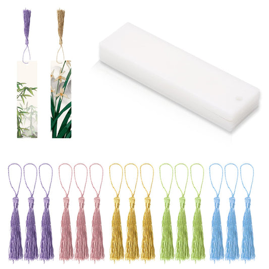 15 Pcs Acrylic Bookmarks Blank Clear Bookmarks with 15 Pcs Tassels Blank Transparent Bookmarks Acrylic Blank Bookmarks with Hole for DIY Projects Making Handbag Gift Tags (4.7 x 1.2 inch)