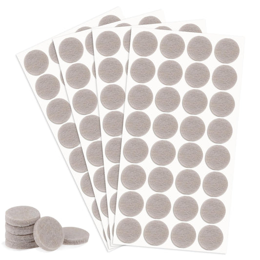 128 Pcs 5mm Felt Pads for Furniture Feet, Beige Self-adhesive Furniture Pads, Thick Anti Scratch Felt Leg Pads, Furniture Pads Floor Protectors for Chairs, Tables, Sofa(Round, 20mm)