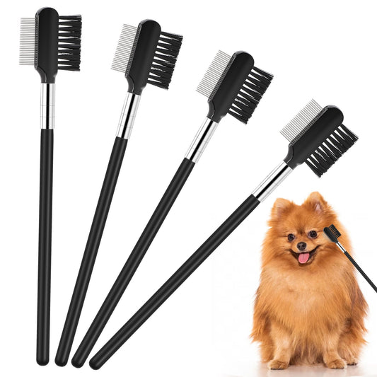 4 Pieces Double Sided Pet Eye Comb, Tear Stain Remover Comb, Dog Tear Comb, Dog Tear Brush, Multifunctional Pet Grooming Comb for Large, Medium and Small Dogs,Cats, to Remove Crust Mucus and Fleas