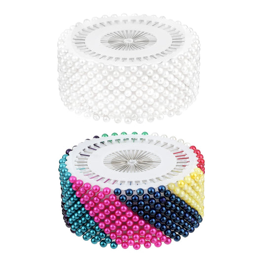 KALIONE 960 PCS Decorative Round Pearl Dressmaking Pins, Straight Pins with Colored Heads, Multi-color Bouquet Pins, Pearl Bobby Pins for Jewelry DIY Sewing Fabric Crafts Making Decorations