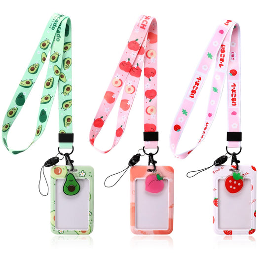 3 SetCute Neck Strap with Id Badge Holder Lanyards for Neck with Card Holder Lanyard with Card Holder Lanyard with Hard Card Case for Offices Keys Credit Card Wallet