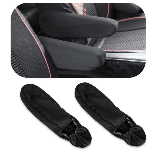 Universal Size Car Front Seat Armrest Covers, 2 Pieces Black Fabric Armrest Protector for Car, SUV, Truck and Van (Black)