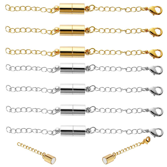 Magnetic Necklace Extenders,8 Pcs Magnetic Necklace Clasps with Extender Chains Magnetic Necklace Clasps with Extender Chains Lobster Clasps Chain Extender Necklace Lobster Clasps and Closures