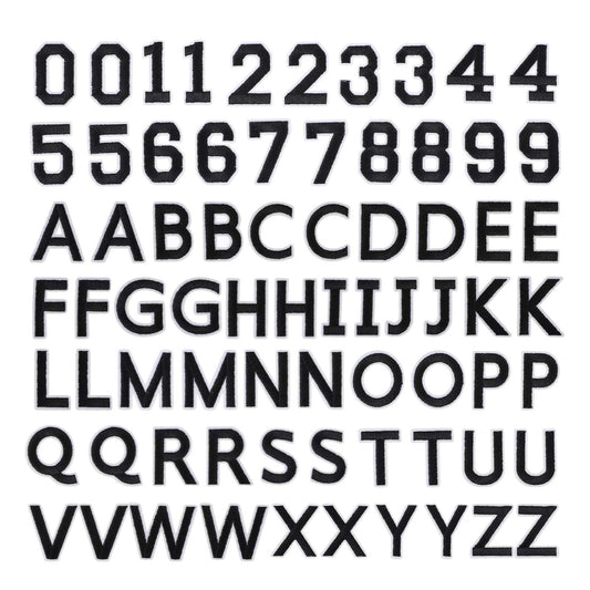 72 Pcs Iron on Letter Numbers Bolt Patch, A to Z Letter Patches Embroidered Patch 0 to 9 Numbers Appliques Patches for DIY Clothes Shoes Bags Hat Jeans Dress(Black)