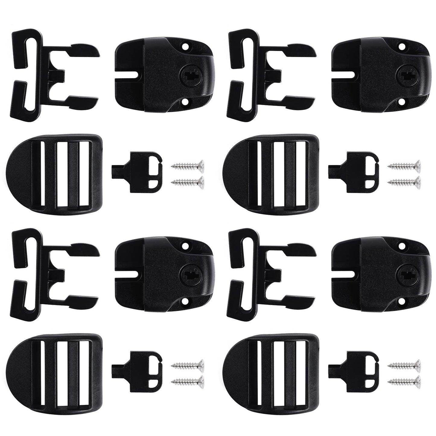 4 Set Hot Tub Cover Clips, Hot Tub Spa Cover Clips Replacement, Black Hot Tub Cover Latch Repair Hardware Kit with 4 Latches Clip Locks, 4 Slides, 4 Keys, 8 Screws for Hot Tub Spa Cover Straps (24Pcs)