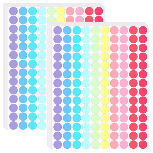 Colored Dot Stickers, 2800 Pcs 3/4 Inch Assorted Colors Adhesive Circle Sticker Labels Removable Round Color Coding Labels for Classrooms Offices Coloring, Marking, Organizing (20 Sheets, 10 Colors)