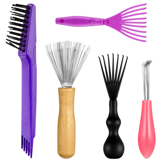 Comb and Brush Cleaner Tool Set, 5-Piece Comb Cleaners Set - Hair Brushes Cleaners Rake, Combs Cleaning Brushes, Maintenance Hair Combs for Home and Salon Use Removing Hair-Dust