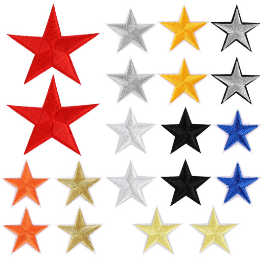20 Pack Iron on Patches Stars, Embroidery Applique Patches Fabric Patch, Colorful Star Vintage Iron on Patches Bulk for Clothing, Jeans, Jackets, Caps, Dress, Bag, Backpacks DIY Clothing Repair