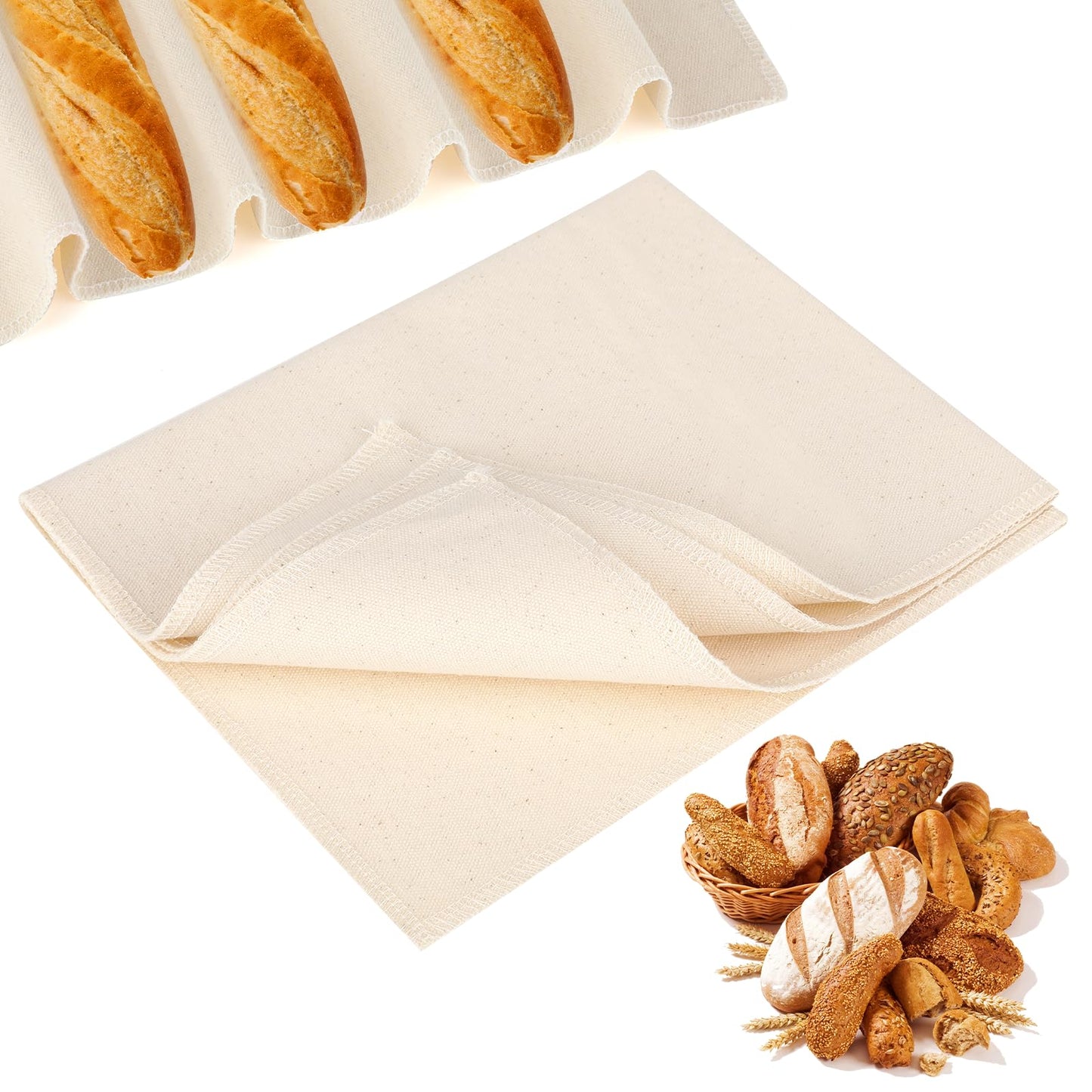 Thick Linen Cloth Proofing Cloth for Bread Baking Reusable Bread Proofing Cloth Baking Bread Cloth for Rolling Dough, Pastry, Baguettes, Loaves, Homemade Bread 66×89cm