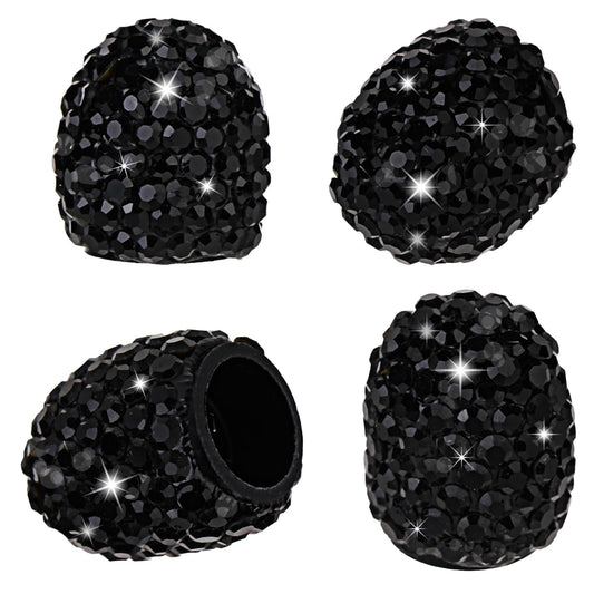 4PCS Tire Valve Caps Bling Crystal Diamond Tire Valve Stem Caps Universal Car Wheel Tire Stem Covers for Cars SUVs Trucks Motorcycles Bikes(Black)