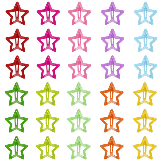 30 Pcs Star Clips Hair Clips for Girls Non-Slip Star Hair Accessories Cute Hairpins Colorful Snap Hair Barrettes Kawaii Hair Clips for Women Girls