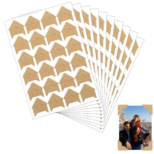 240 Pieces Photo Corners Self Adhesive Photo Corner Stickers Cowhide Color Photo Mounting Corners for DIY Craft Scrapbooking Photo Album Picture Frames Diary Memory Books (10 Sheets)