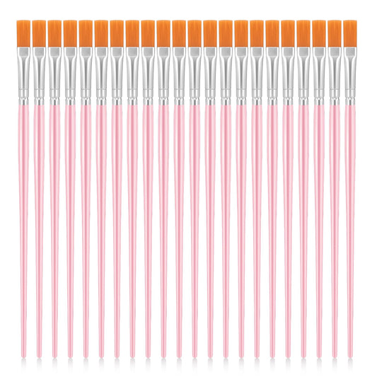 30pcs Flat Painting Brushes Pink Plastic Paint Brushes Small Acrylic Paint Brushes Bulk Miniature Paint Brushes for Walls Canvas Boards Detail Painting Water Color Oil Painting, Art DIY Crafts