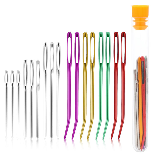 17 PCS Large-Eye Blunt Needles Sewing Needles Big Eye Darning Needle Stainless Steel Yarn Knitting Needles Crochet Needles Wool Needles for Sewing up Crochet Leather