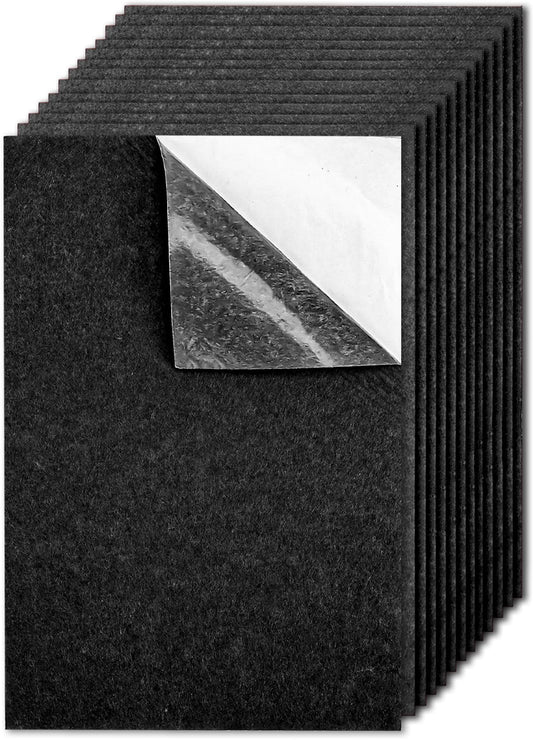 12PCS Self Adhesive Felt Sheets, Black Felt Fabric with Adhesive Backing, Stiff Sticky Felt, 11.8 x 7.9 inches Felt Sheets for Drawer Liner for Jewelry Box,Art Craft Making, DIY(A4 Size)