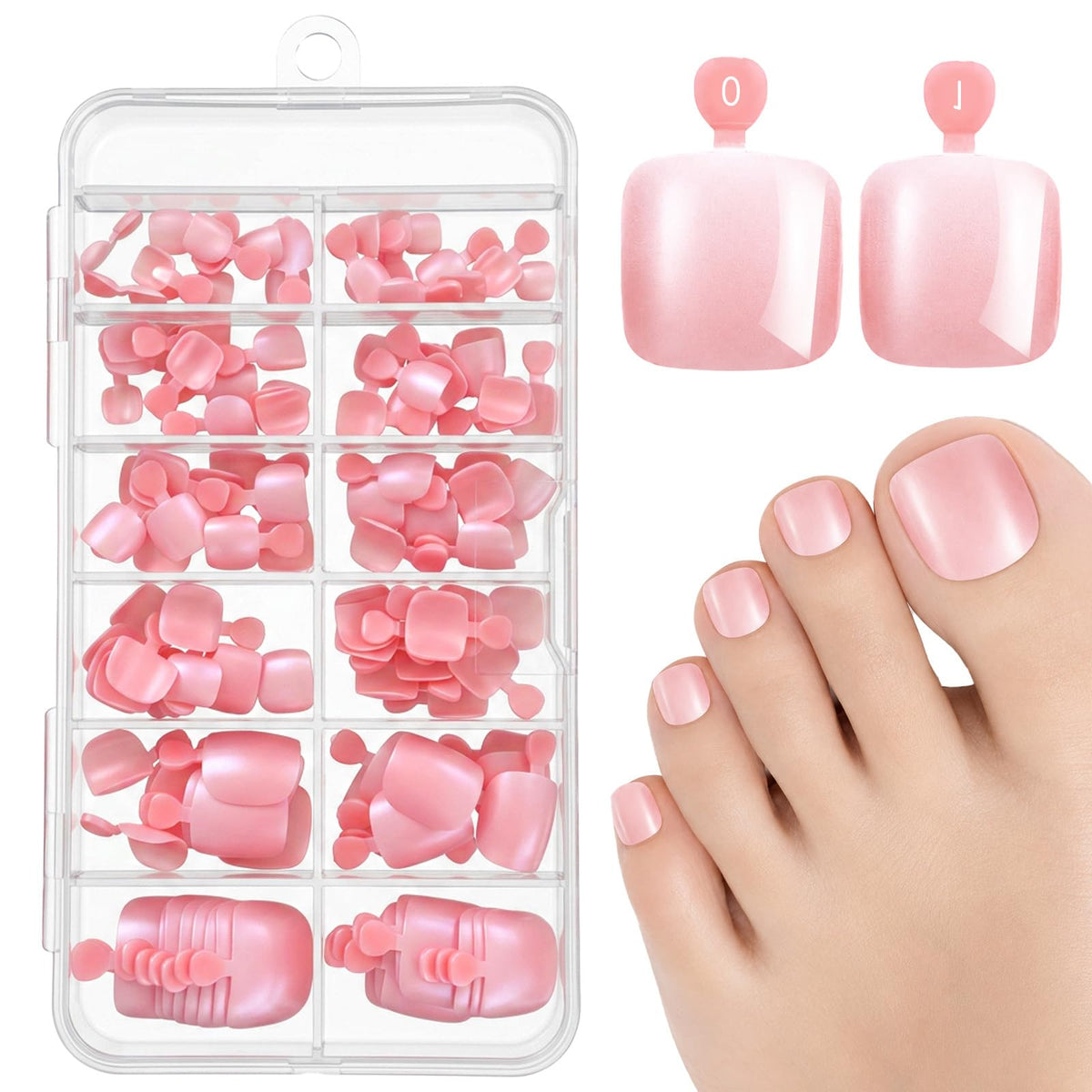 120 x Press on Nails Stick on Feet Toenails