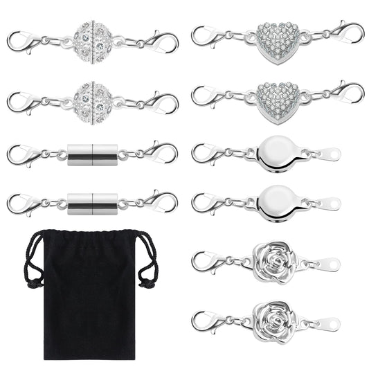 12 Pieces Necklace Magnetic Clasps and Closures Magnetic Lobster Clasps Silver Magnetic Jewelry Clasp Magnetic Jewelry Extenders Jewelry Magnet Clasps Rhinestone Magnetic Clasps for Bracelets Making