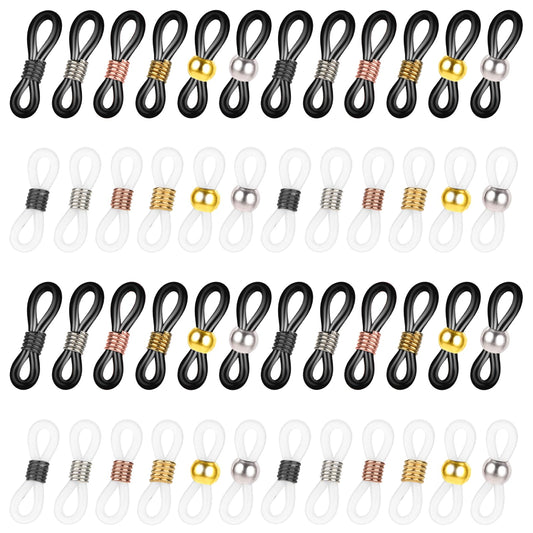 Eyeglass Chain Ends, 50 Pcs Adjustable Silicone Eyeglasses Chain Connector Anti Slip Glasses Chain Rubber Loops Eyeglass Strap Retainer for Eye Glasses Sunglasses Holder Necklace Chain