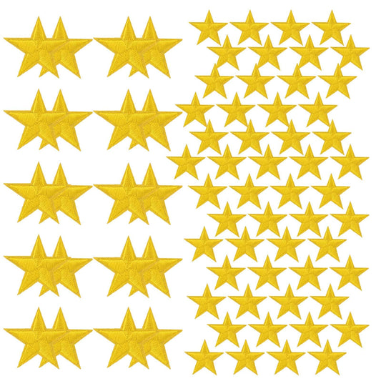 80 Pcs Star Iron On Patches Sew on Patches 5 Star Iron on Patches Sew Embroidered Patches Appliques Embellishments Small Patches Iron On for Crafts Backpack Bags Clothing(Yellow)