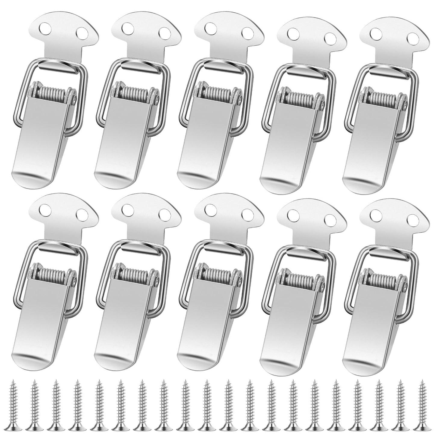 10 Packs Stainless Steel Latch, Toggle Latch,Spring Loaded Catch Clamp Clips, Toggle Latch Catch Toggle Hasp with Screws, Clasp Buckle Latch, Locks Latches for Bucket Window