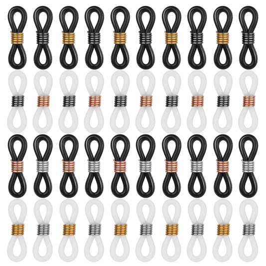 InnoHHustle 100PCS Eyeglasses Chain Ends Anti Slip Silicone Spring Rubber Connector Eyeglass Chain Loop Holder Silicone Eyeglass Connector