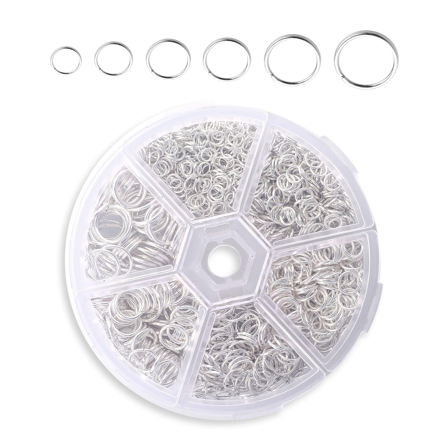 1000pcs Open Jump Rings[4mm - 10mm], Silver Metal O-Ring, 6 Sizes Plated Round Ring Connectors, Jump Rings for Jewelry, Lobster Clasps for Jewelry Making Supplies
