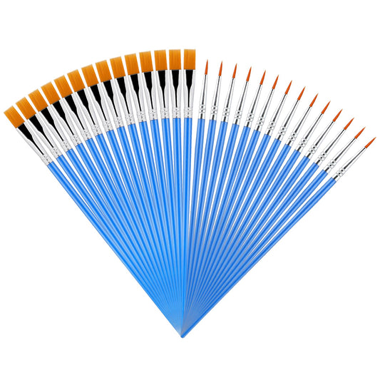 Small Paint Brushes 60 Pcs Paint Brushes Art Paint Brush Set with Flat and Round Pointed Paint Brushes, Paint Brushes for Watercolor Canvas Face Painting Round Flat Small Brush for Student Classroom