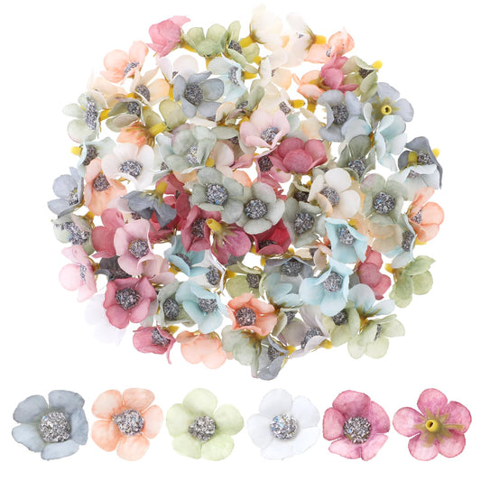 Faux Flower Heads, 100Pcs Artificial Flowers Mini Silk Flower Head Bulk Small Fake Flowers Colorful Fabric Flowers Decoration for DIY Crafts Wedding Party Crown Garland Accessory Scrapbooking Gift