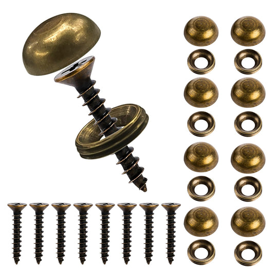8Pcs Brass Decorative Screws with Caps, Self Tapping Screw Decorative Cover, Cabinet Doors and Windows Screws Fastener, Mirror Screws, Wood Handcrafted for Furniture Fixing(9mm)