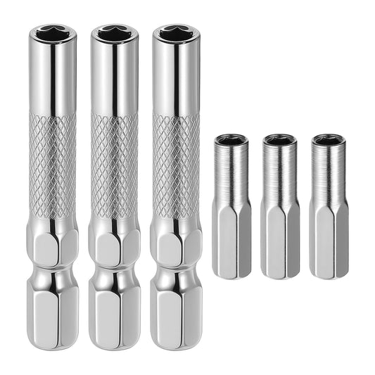 6PCS 1/4 to 4mm Bit Adapter, Hex Screw Driver Bit Adapter Magnetic, Micro Bits Drill Extension Socket Shank, Micro Bits Holder, 1/4 to 4mm Hex Adapters Magnetic for Precision Sets