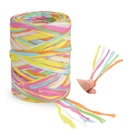 Raffia Ribbon, 6 Colors Packing Paper String, 262 Feet Colored Paper String Raffia Ribbon for Gift Wrapping, Wrapping Ribbons for Gift Party Decor DIY Craft Decoration(Color A)