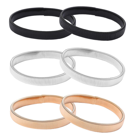 KALIONE 6 Pieces Sleeve Garters, Shirt Sleeve Holders, Metal Shirt Stay for Men, Anti-Slip Armbands, Elastic Shirt Arm Bands for Men Women Prevent Cuffs from Slipping (Gold Black Silver)