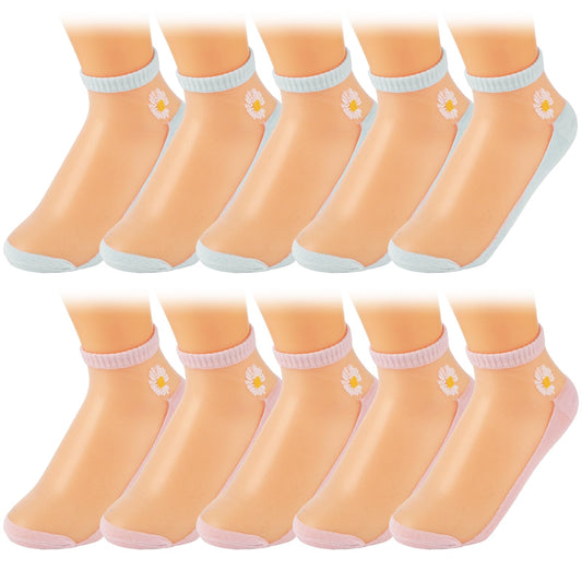 10 Pairs Silk Mesh Socks Translucent Sheer Silk Socks Women Sheer Invisible Socks No Show Socks Nylon Boat Socks Low Cut Liner Socks Breathable Comfortable Ankle Socks Foot Socks for Indoor & Outdoor