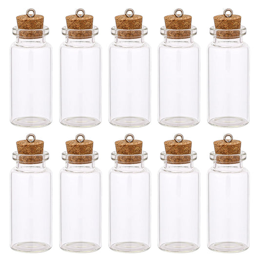 10 PCS Small Glass Bottles with Cork Lids,10ml Empty Spell Jars Mini Glass Bottles with Stoppers Miniature Potion Bottles Small Message Bottles Tiny Wishing Bottles for DIY Crafts Decoration