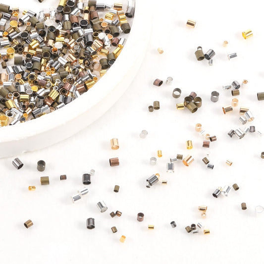 1500 PCS Crimp Beads for Jewelry Making, Crimp Tube Beads, 1.5mm, 2mm, 2.5mm Jewelry Crimping Tube Ends Spacer Bead, Bead Column Stoppers for Earrings Necklace Bracelet DIY(3 Sizes, 4 Colors)