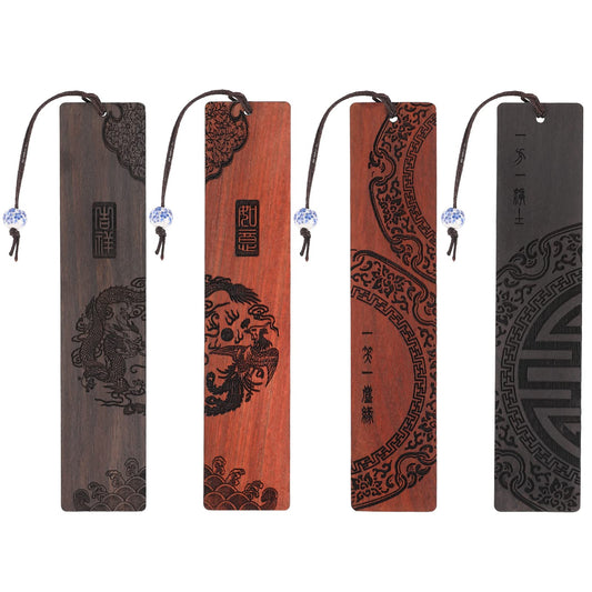 4PCS Wood Bookmark for Men Women Book Lovers, Handmade Natural Wooden Carving Book Mark Bookmarks,Traditional Style Book Marks Accessories,Birthday Present