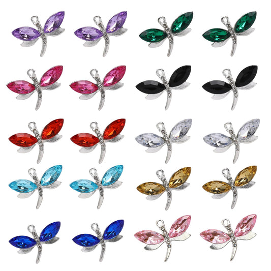 Mozeat Lens 20 PCS Alloy Dragonfly Charms for Crafting Dragonfly Charms for Jewelry Making Mixed Color Insect Charms Pendants for Necklace Bracelet Crafting
