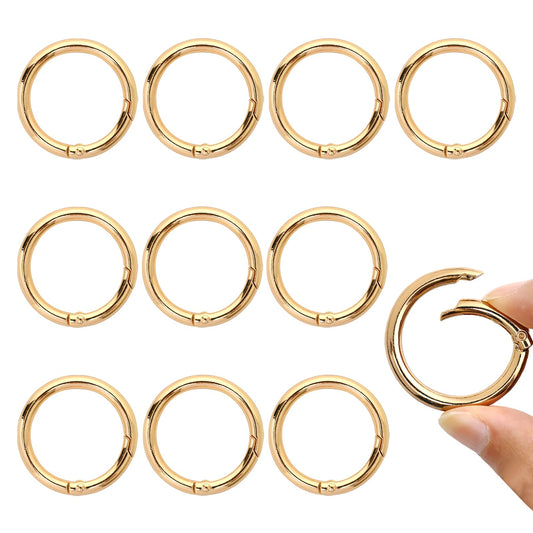 10Pcs O Rings Buckles, 1.25inch Round Spring O Rings, Clip Snap Hooks, Gold Key Rings Zipper Clip, Spring Zipper Clips Anti Theft, Snap for Keyrings Buckle, Buckle Snap Hook Spring O Rings