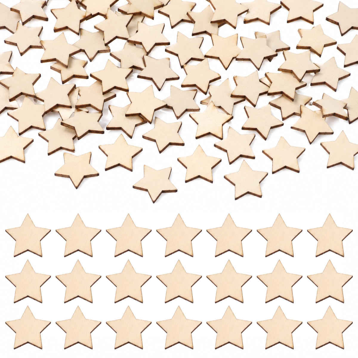 100 PCS 2.5cm Wood Stars Cutouts, Unfinished Wooden Stars Ornaments