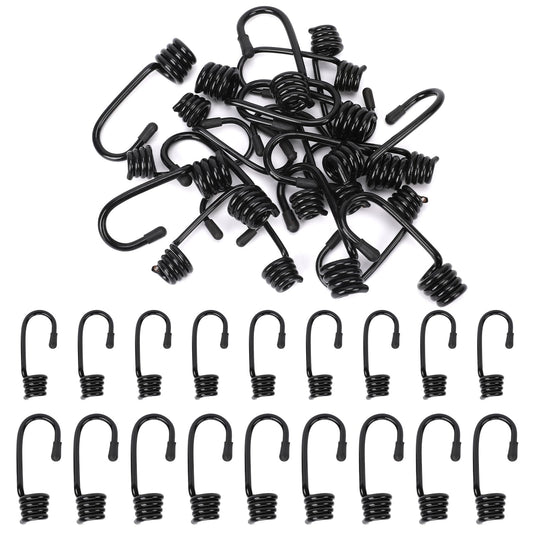 20 Pcs Bungee Shock Cords Hooks Plastic Coated Bungee Cord Hooks Spiral Bungee Hooks Wire Hooks Bungee Shock Cords Hook for Elastic Rope Strapping Camping Tarps(10 3/8 Inch, 10 3/8 Inch)