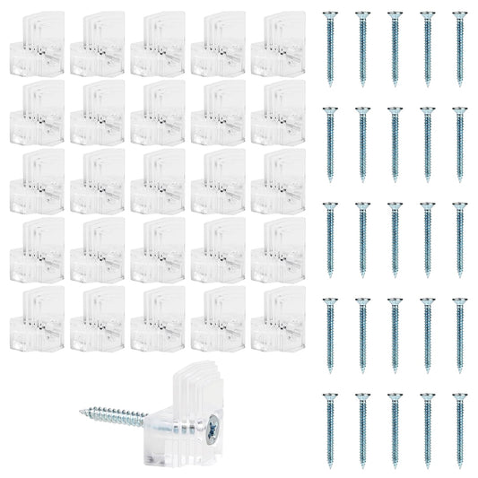 KALIONE 25 Sets Mirror Holder Clips,Plastic Mirror Mounting Clips,Clear Mirror Hangers for the Wall,Mirror Clips for Frameless Mirror Hanging,Mirror Hanging Hardware Set for Fixing Mirror Cabinet Door