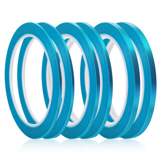 KALIONE 6 Rolles Masking Tape, Blue Pinstripe Tape, Clear Thin Painters Tape, Automotive Masking Tape of 1/16 Inch,1/8 Inch,1/4 Inch, Vinyl Artist Tape for Automotive Car Paint DIY Crafts Decorations