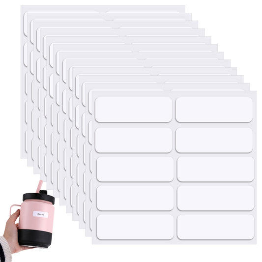 Clothing Labels, 120 Pcs Self-Stick No-Iron Name Tags for Clothes, 0.6'' x 1.8'' Laundry Labels Waterproof Washable Fabric Labels for School Supplies, Daycare, Bags, Bottles, Camp, Organizing