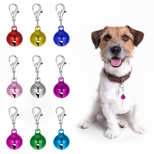 InnoHHustle 9 Pack Cat Dog Collar Bells, Colourful Pet Small Bell with Clasps Bell for Cat Collar Dog Collars Charms Cats Dogs Round Bells Pet Collars Accessories Festival Party DIY Crafts Decoration