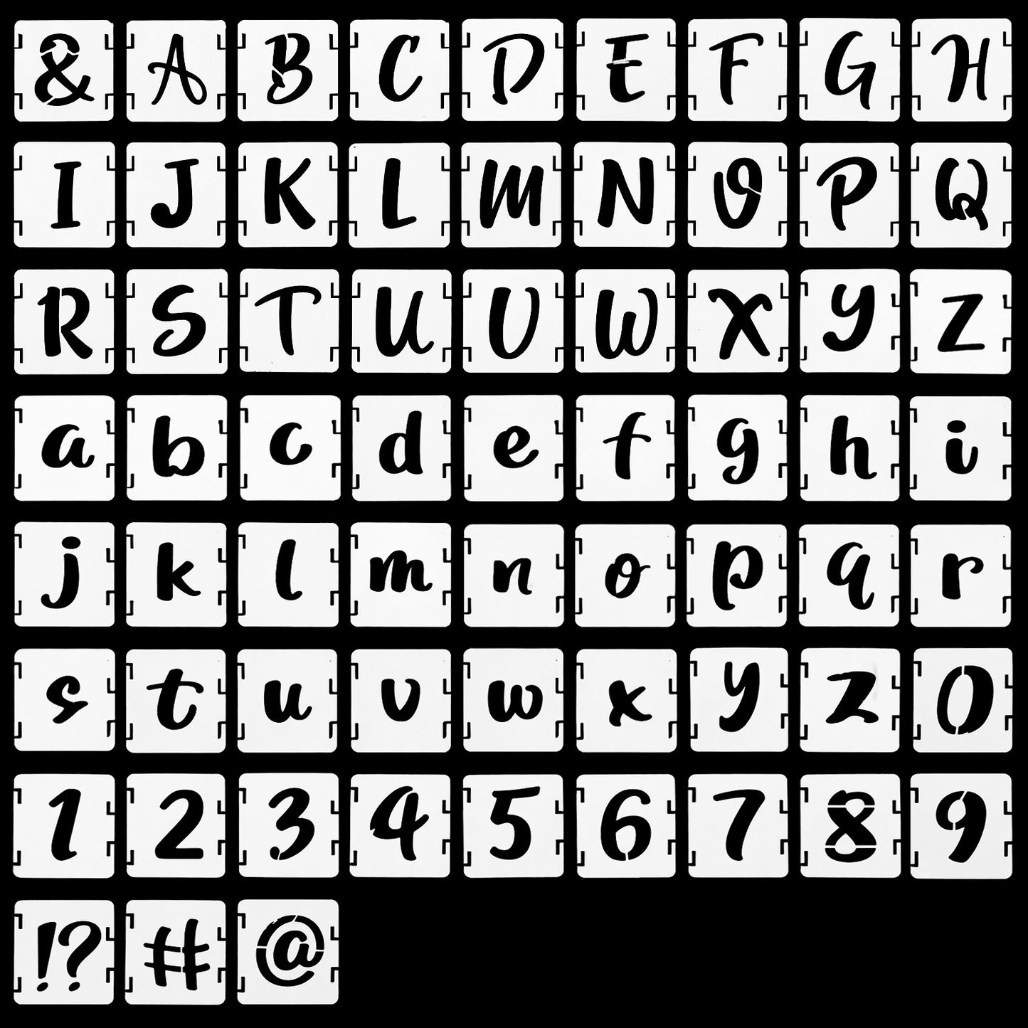 Letter Stencils 2 Inch, 66 PCS Reusable Plastic Letter Stencils Kit, Interlocking Alphabet Numbers Symbols Template for Painting on Wood Wall Fabric Signage