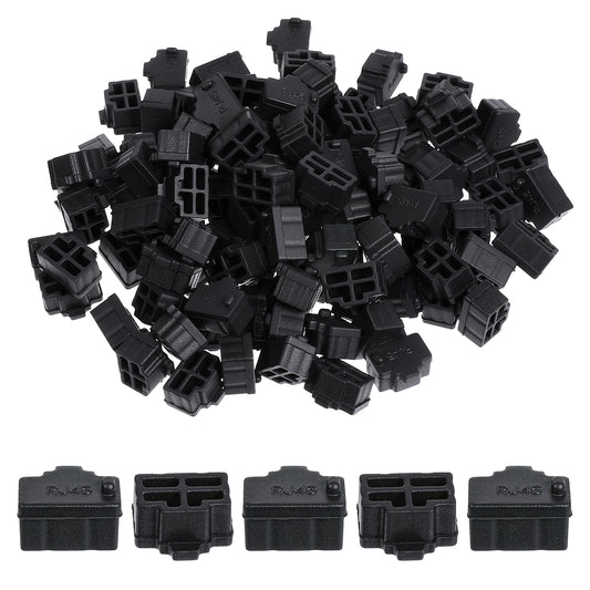 110 Pcs Ethernet Hub Port RJ45 Anti-Dust Cover Black Silicone Cap Protector Plugs Stoppers Ethernet Dust Cover for RJ45 Female Port Devices, TV, Computer, Other Devices
