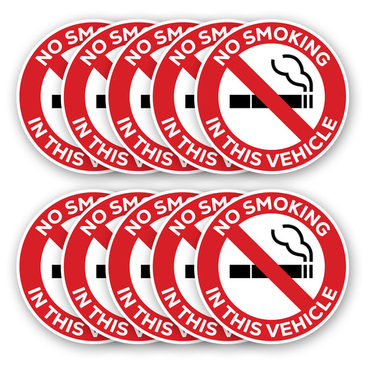 No Smoking Stickers for Vehicles (10 Pcs) 2 inch Round No Smoking Sign for The Car Waterproof Vinyl Car Stickers for House,Home & Business