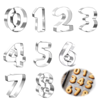 0-9 Stainless Steel Number Cutters Numbers Cookie Cutters Fondant Cookie Cutter Approx. 5 cm Height for Number Cookies, Cake Decorating, DIY Baking