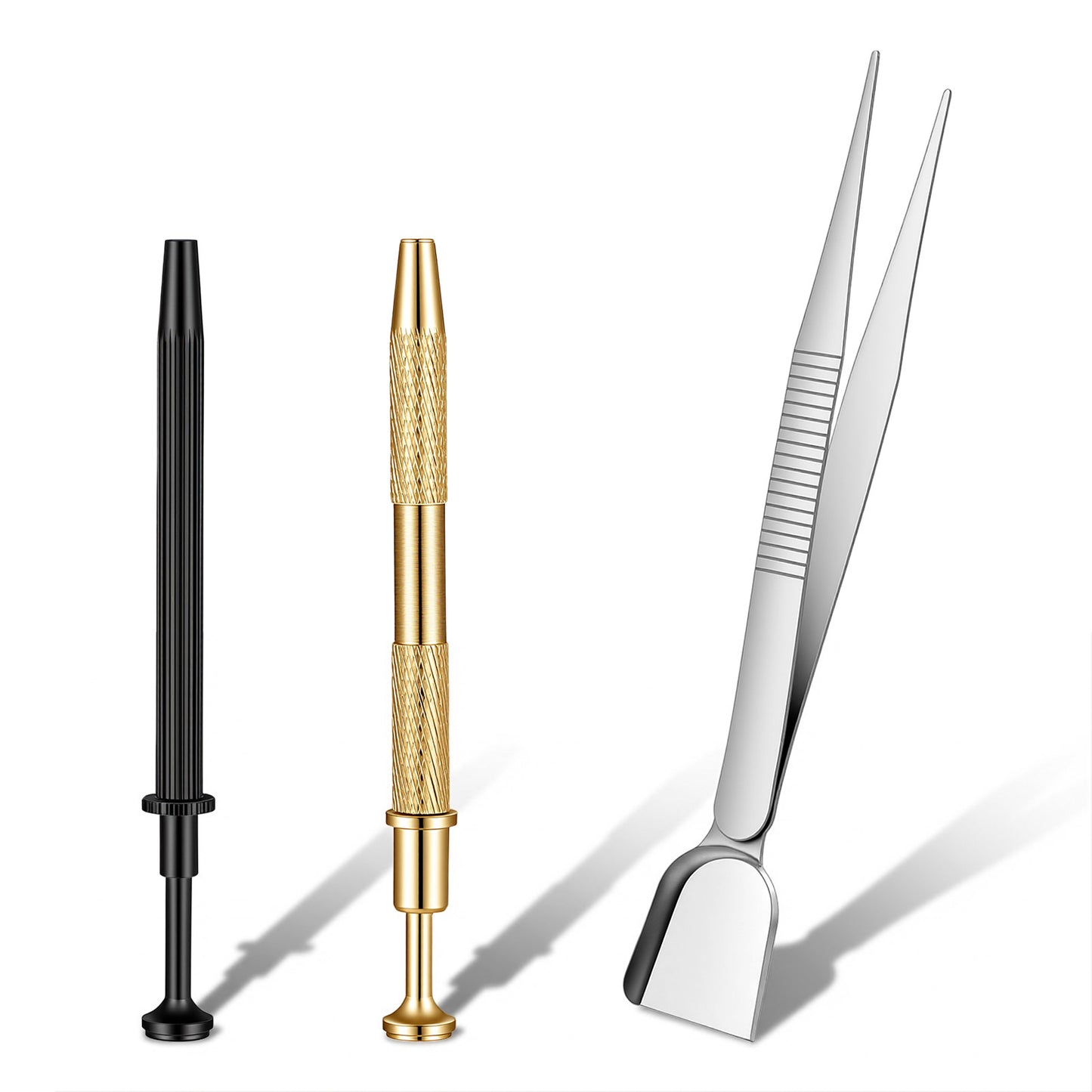 Piercing Grabber Tool, 3 Pcs Stainless Steel Jewel Picker Tool 4 Claw Piercing Tools for Changing Jewelry Includes Tweezer with Shovel Head Spoon for Tiny Objects IC Chip Electronic Components